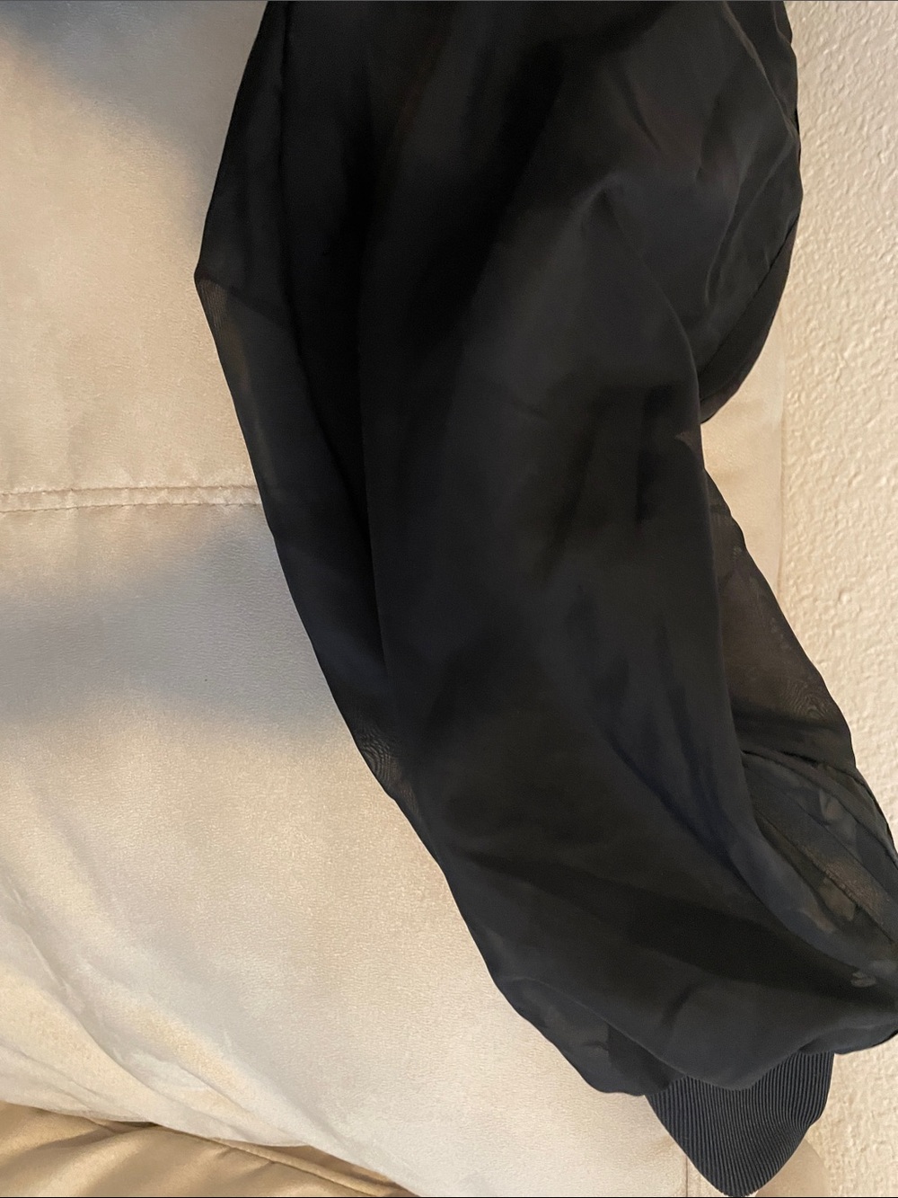 adidas Originals Black Cropped Bomber Jacket with Sheer Sleeves - Picture 10 of 16